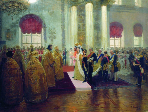 La boda de Nicolás II y la Gran Princesa Alexandra Fyodorovna - Ilya Repin, 1894